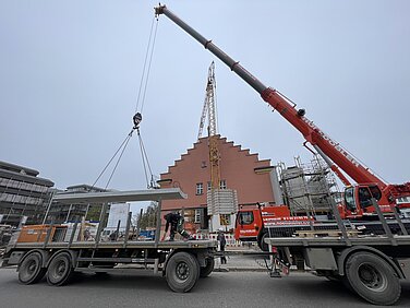 Die Bauarbeiten an der Jahnhalle schreiten zügig voran. Foto: Michael Lindner/Stadt Günzburg