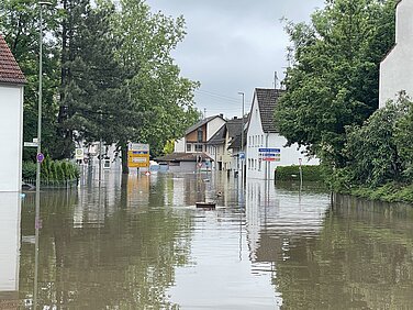 Teile der Günzburger Unterstadt wurden stark vom Hochwasser getroffen. Foto: Michael Lindner / Stadt Günzburg