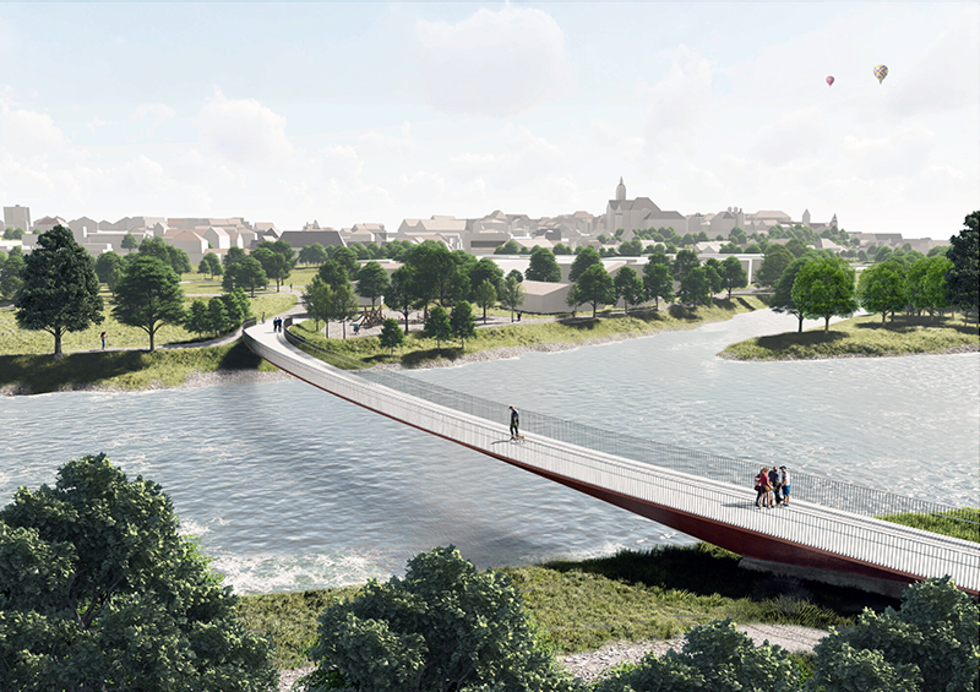 Entwurf des 1. Preisträgers für die neue Donaubrücke. 